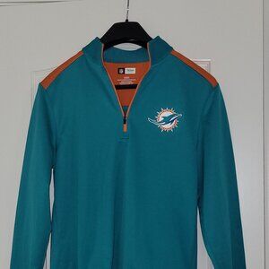 Miami Dolphins Sweater Men Medium Teal Orange NFL 1/4 Zip Long Sleeve NFL